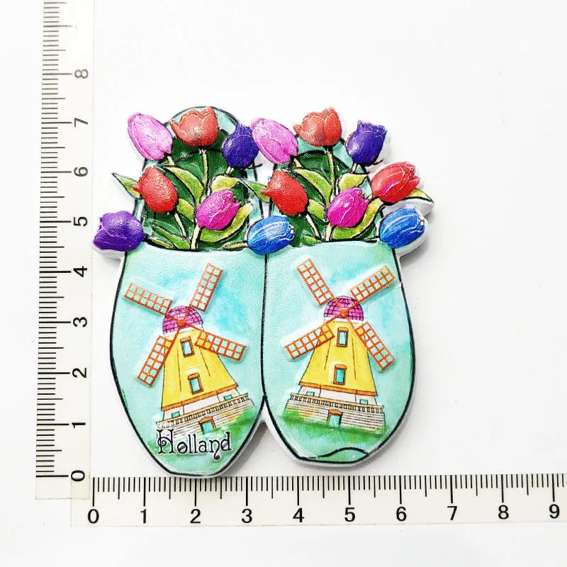 Creative Dutch clogs Fridge Magnet cultural landscape message stickers, tourist souvenirs, resin craft decorations