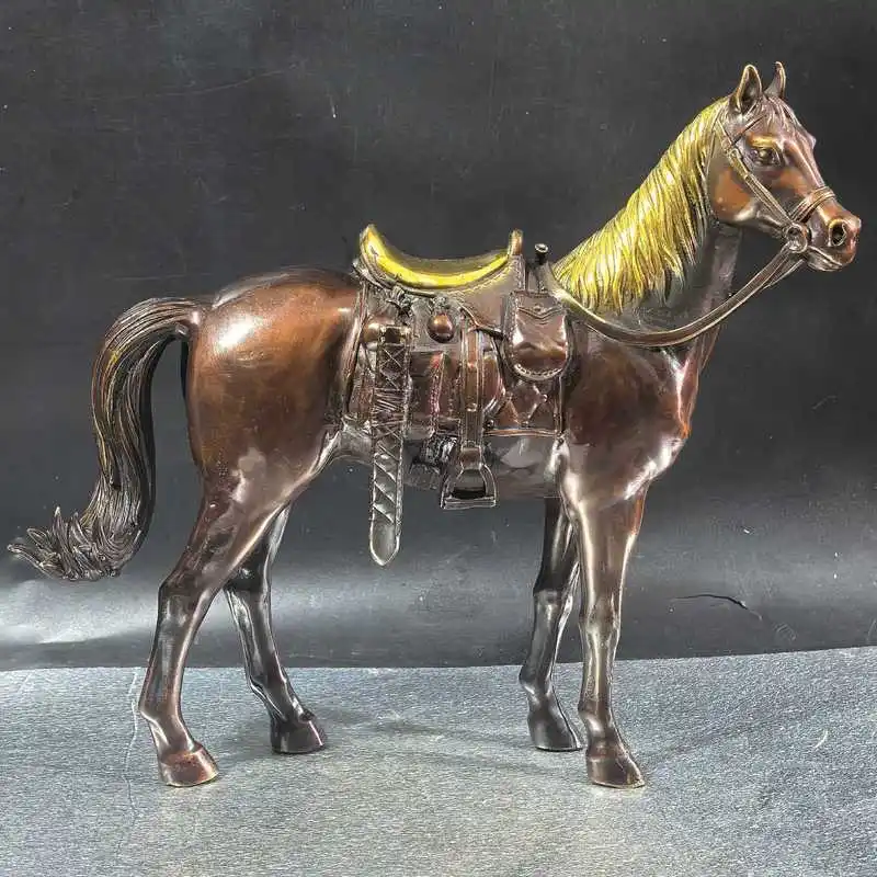 Antiqued zodiac statue, antique collectible, brass imitation purple copper gilded horse ornament