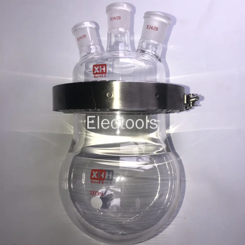 Open End Reactor Glass Distillation Reactor Open Reaction Bottle Three/four Mouths Flat Bottom Flange Clamps