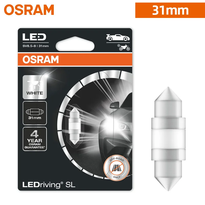 OSRAM Genuine LED C5W Festoon 31mm LEDriving SL Advance 6000K White Car Interior Door Reading License Plate Signal Light,1X