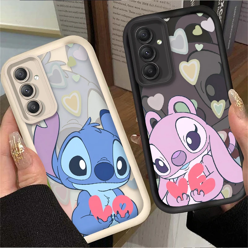 Disney Stitch Angel Love Case for Samsung Galaxy A25 A15 A55 A35 A05 A05S A24 A13 A23 A12 A22 A32 A52 A52S A72 A11 Silicone Capa