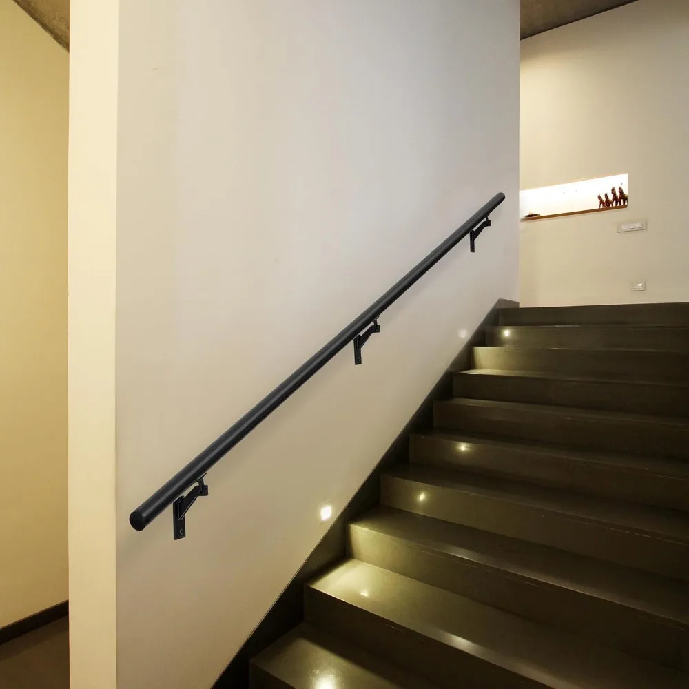 Roestvrijstalen leunenset voor binnen en buiten, moderne aluminium staafset, 1,4 diameter, verstelbare beugels voor trappen