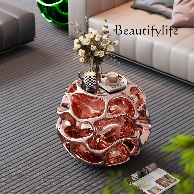 

Creative art honeycomb side few living room sofa coffee table movable bedroom bedside table small apartment decoration ornament