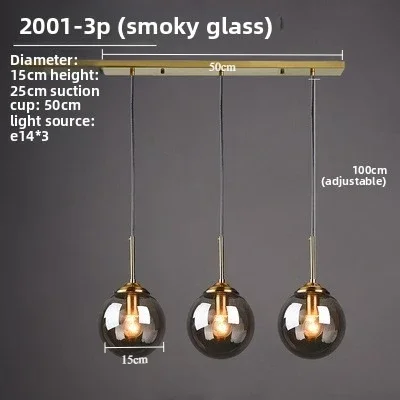 Moderne glazen hanglamp E27 helder amber stenen kroonluchter Nordic Home Decor verlichting voor woonkamer snoer hanglampen