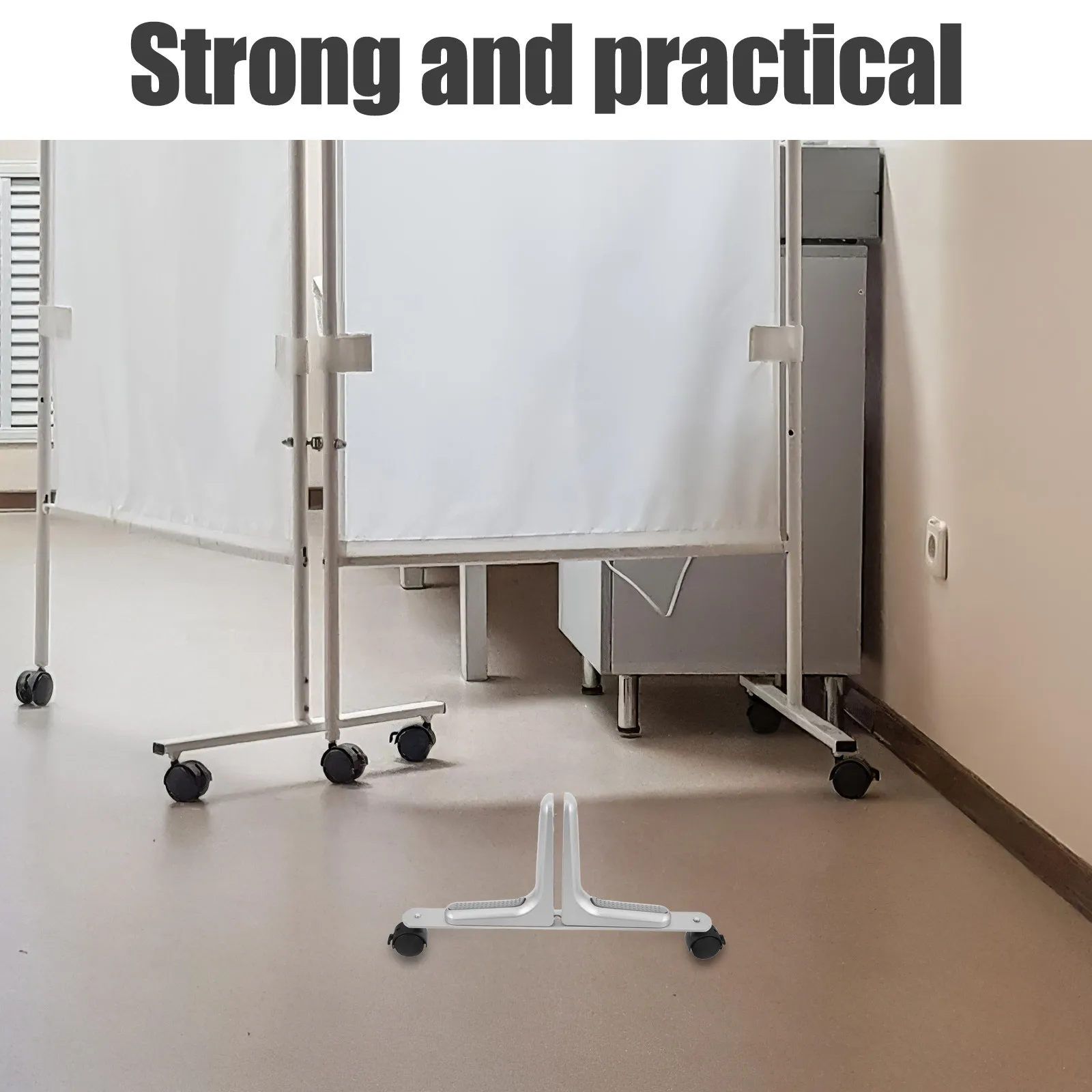 Silver Movable Wheels Stand Folding Partition Room Divider Feet Thickened Indoor Screen Holder Privacy Base Support