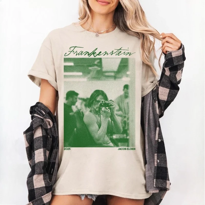 

Women's Frankenstein T Shirt Elizabeth and The Creature Pure Love Horror Gothic Movie Men Streetwear Oversized Tee Vintage Tops