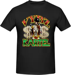 Vybz Kartel Men's T-Shirt Cotton Crew Neck Short Sleeve Tshirt Hip Hop Shirt Casual Tee Black