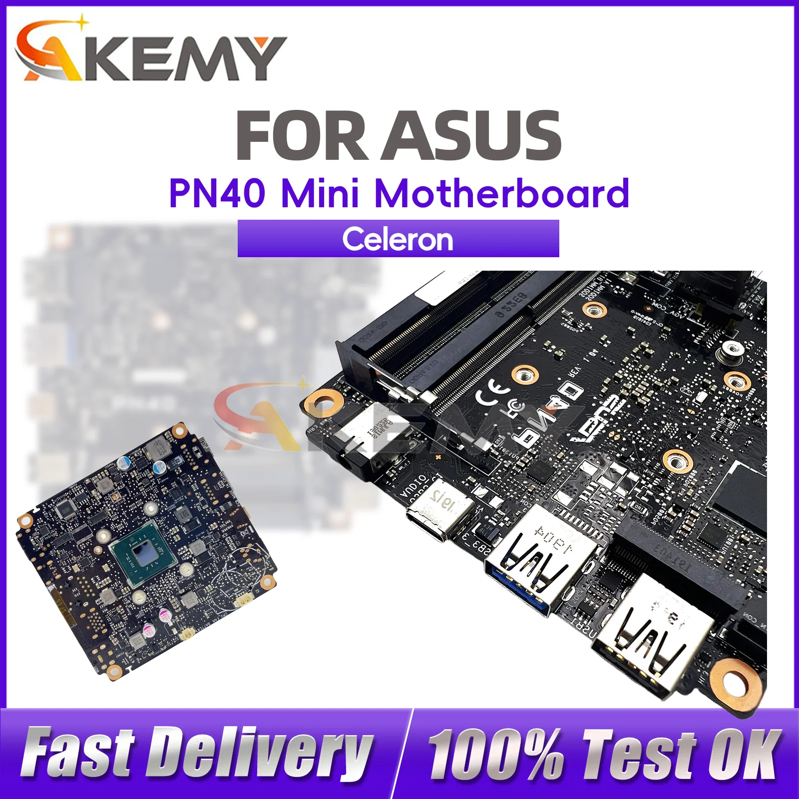 

For ASUS Mini PC PN40 Laptop Motherboard PN40 PN40 Notebook Mainboard With Celeron CPU 100% tests OK fast shipping High quality