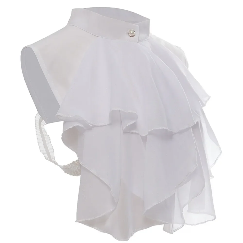 Camicia con colletto bianco in pizzo medievale retrò unisex neutro, colletto per costume da spettacolo, fiore transfrontaliero