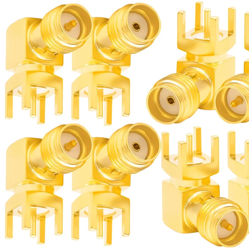 5/20Pcs SMA-KWE PCB Mount RF Adapter SMA Thru Hole Plug 90 Degree Right Angle SMA Connector