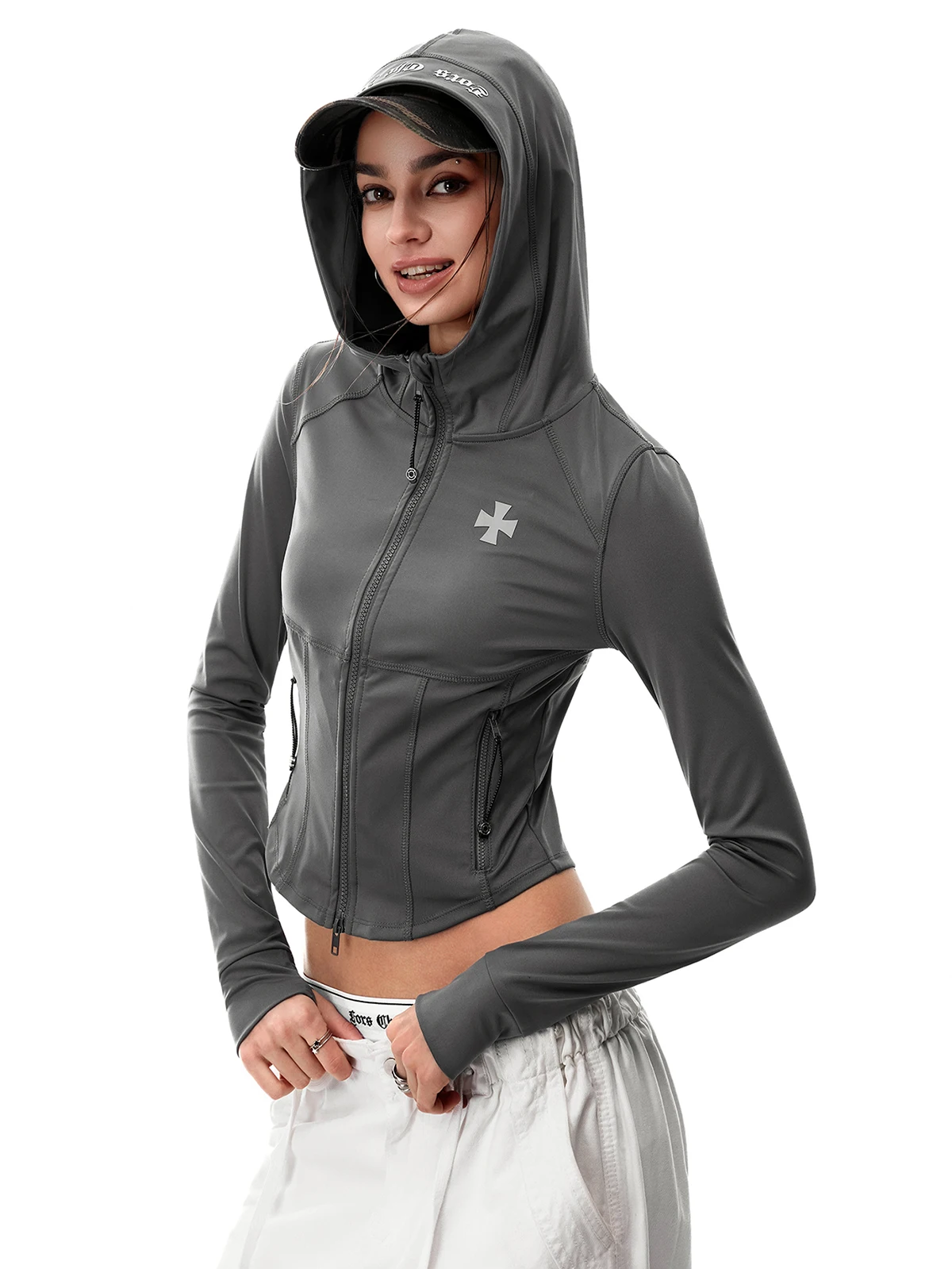 

Женская ретро-куртка 023Start для активного отдыха с капюшоном, защитой от солнца, охлаждающим эффектом, на молнии, производство Китай