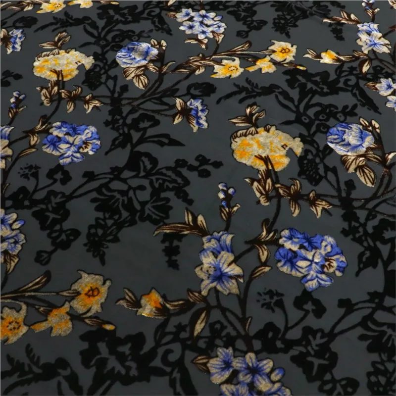Woven velvet brocade viscose printed mottled and burned fabric nightgown dress cheongsam