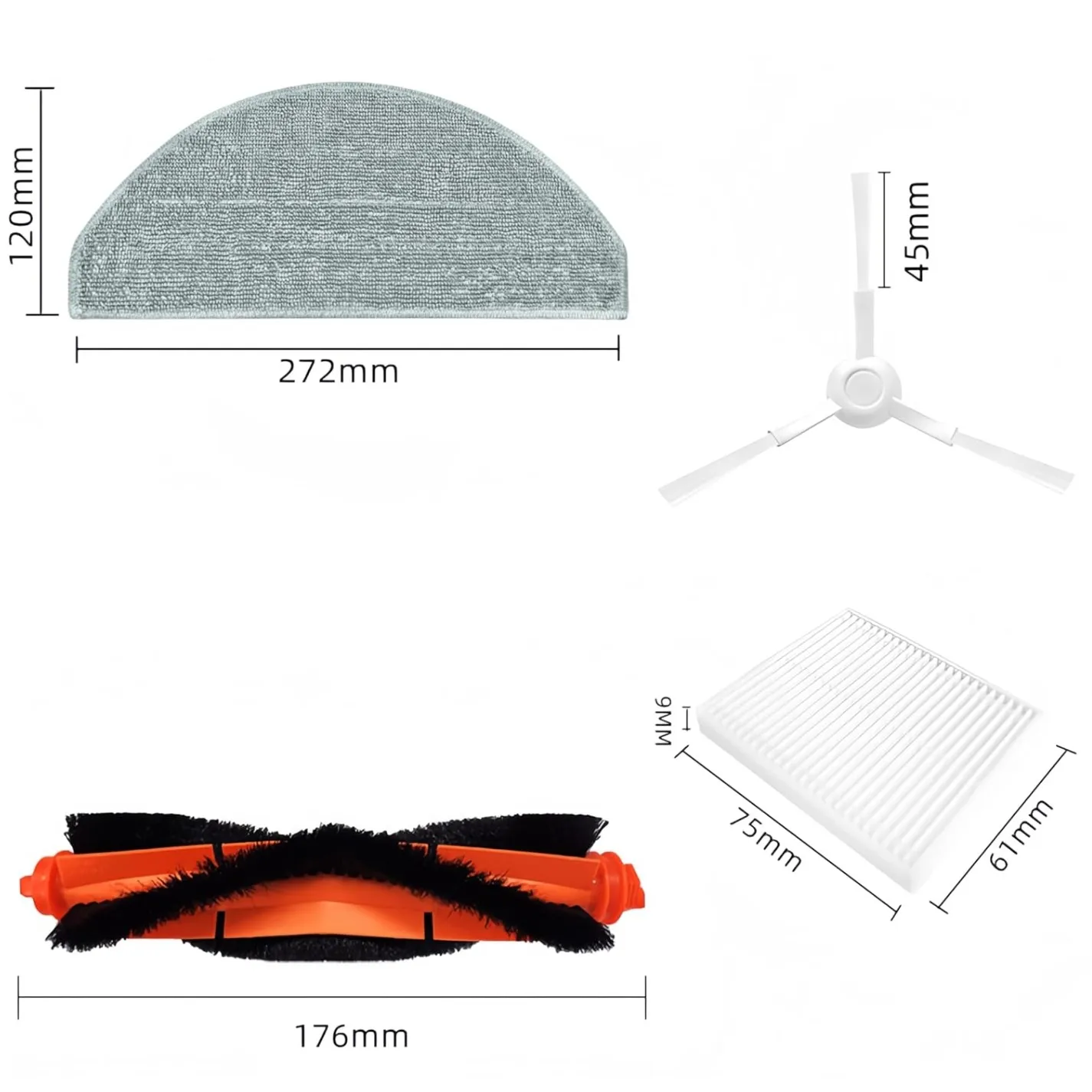 Accessories For Xiaomi S20 E10 E12 B112 C103 D106 Sweeping Robot Vacuum Cleaner, Main Brush Side Brush Mop Cloth HEPA Filter