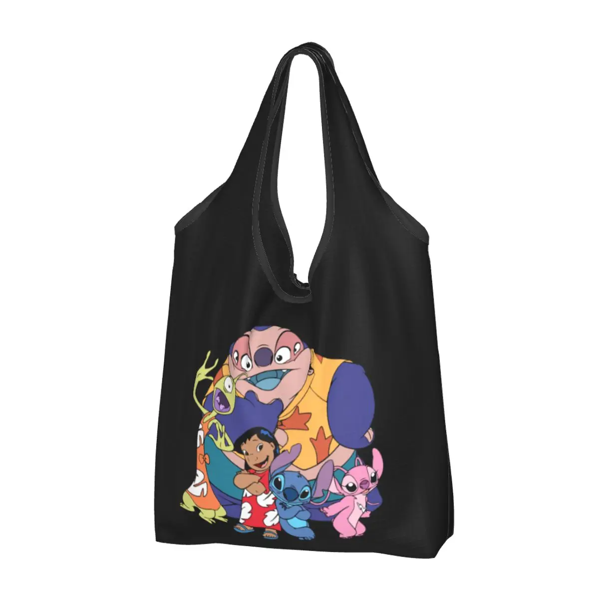 Custom Cute Lilo And Stitch Ohnan Anime Film Grocery Tote Shopping Bag Women Funny Shoulder Shopper Bag Big Capacity Handbag