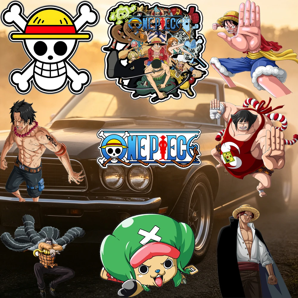 Autoaufkleber Anpassbar Wasserdicht Einfache Installation Keine Rückstände Anime Piraten-Thema Strohhut Flagge Vinyl für Auto Laptop Verschiedene Größen