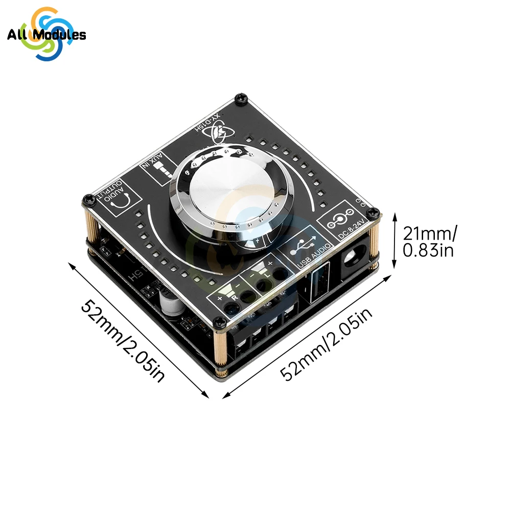 XY-D15H DC8-24V Stereo BT Audio Amplifier Board Module Digital Amplifier With Spectral Volume 2X10W/15W/20W