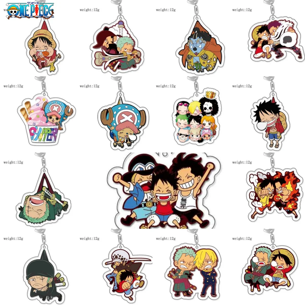 One Piece Anime Cartoon 2D Acrylic Keychain Monkey D Luffy Solon Hanger Pendant Gift Keychains for Fans Student Girls Boys Gifts