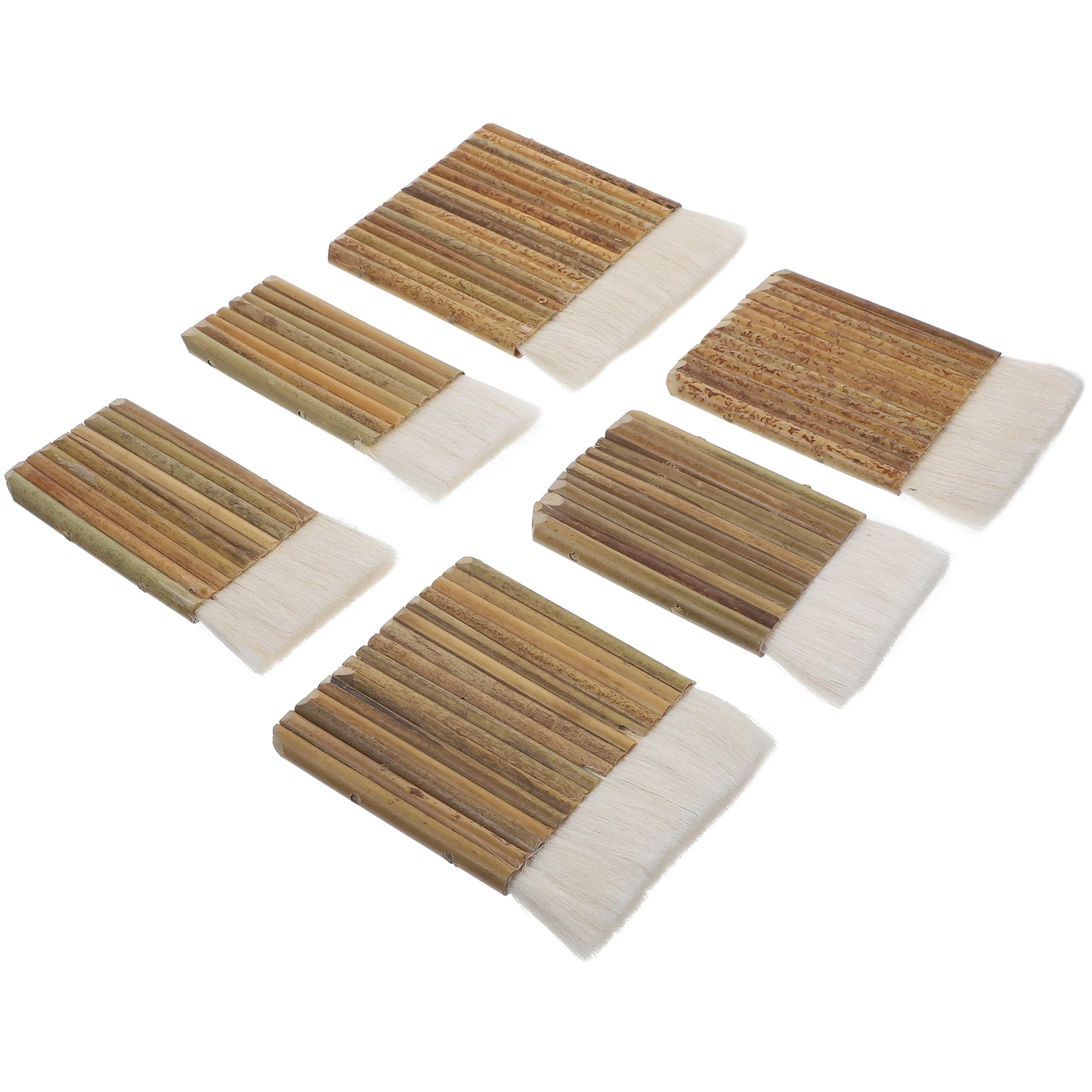 

6pcs Sheep Hair Paint Set Wood Handle Flat Brush For Art Wall Furniture Painting Reusable Watercolor Tool Craft Bristles
