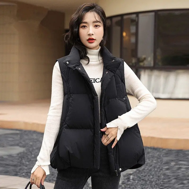 

Short Down Cotton Vest Women 2024 Spring Autumn New Loose Fitting Outer Jacket Female Warm Camisole Jacket Fashion B550