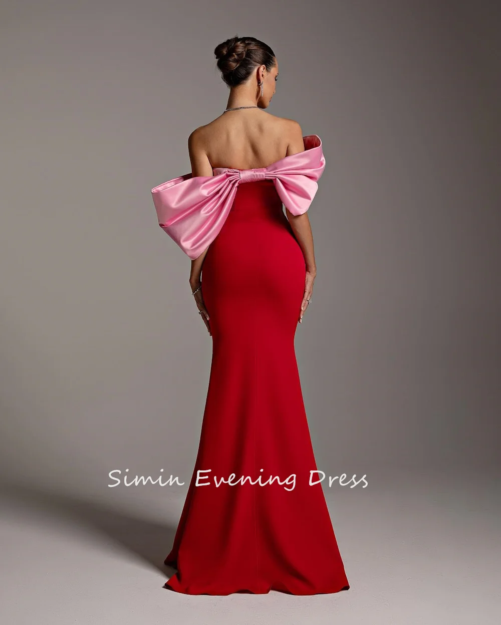 Simin Crepe Mermaid Customized  Off-the-shoulder Saudi Ruffle Prom Gown Simple Arab Evening Elegant Party dresses for women 2024