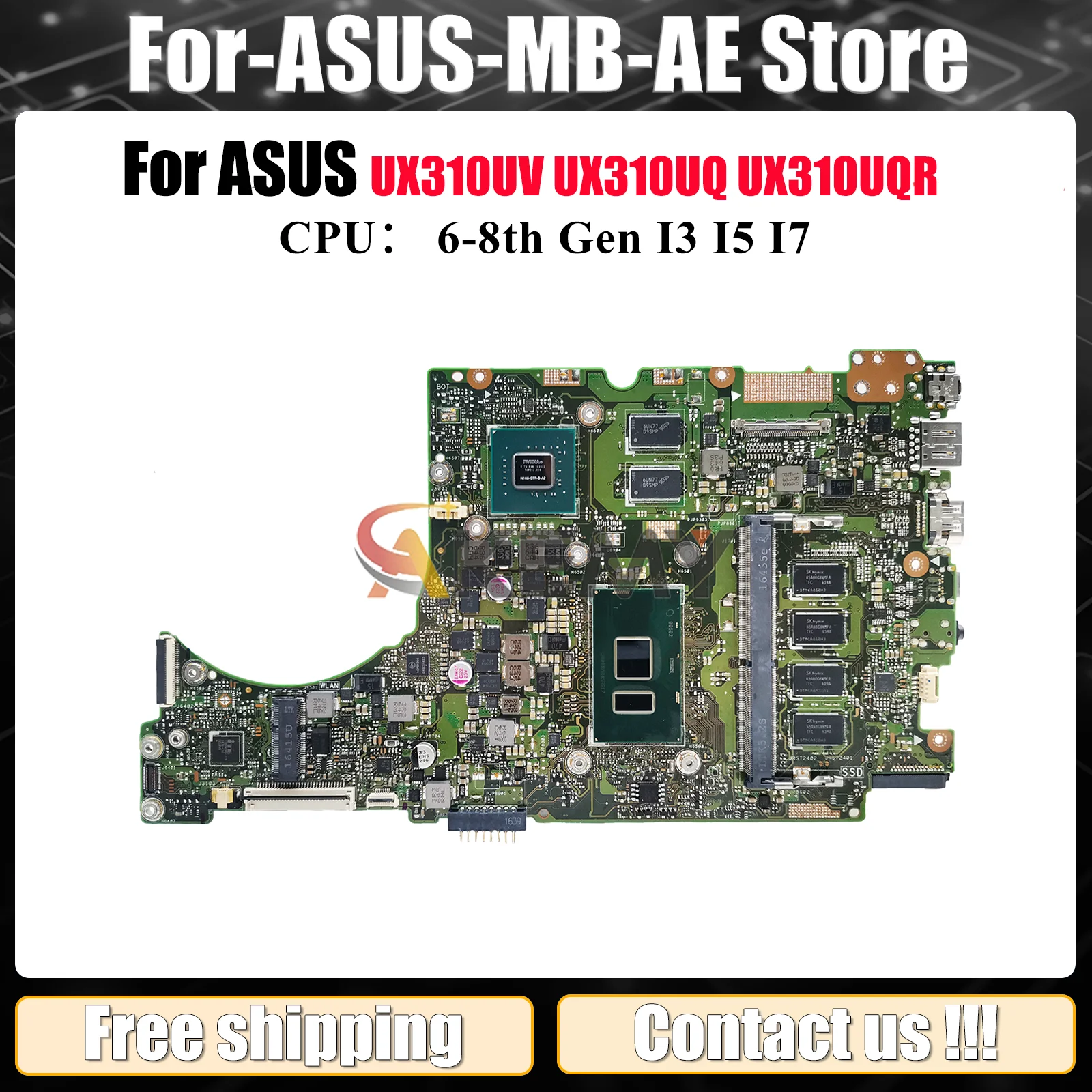 

Материнская плата UX310UV для ноутбука ASUS UX310UV UX310U UX310UQR UX310UFR RX310U UX310UQK U3000U UX310UQ с процессором I3 I5 I7