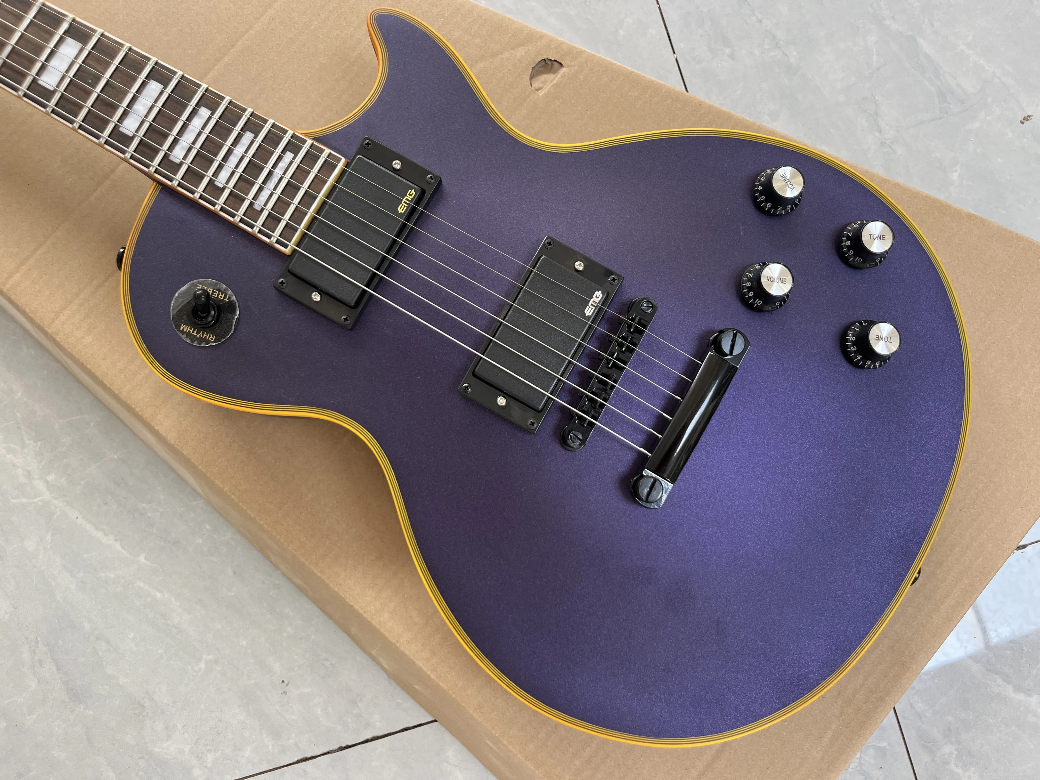 Chinese Electric Guitar Matte Metal Purple Color EMG Active pickups Mahogany Body And Neck