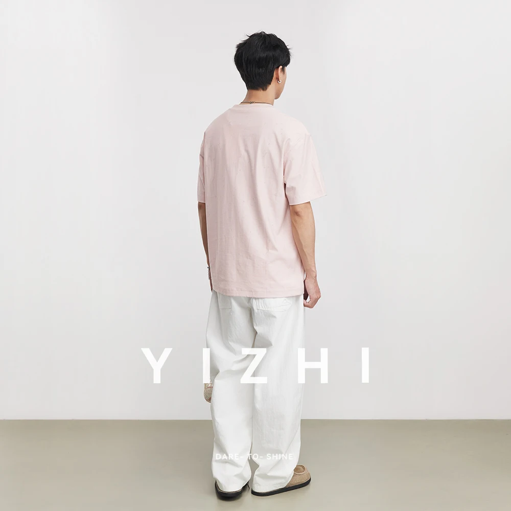 Fashion Solid Color Slightly Dropped Shoulder Short-sleeved T-shirt Men Summer 2026 New Loose Bottoming Half-sleeved T-shirt