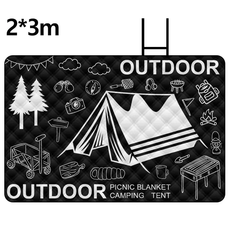 2*3m Picnic Mat Outdoor Moistureproof Mat Camping Mat Picnic Lawn Mat Aluminum Film Bottom Hiking Large Machine-washable Durable