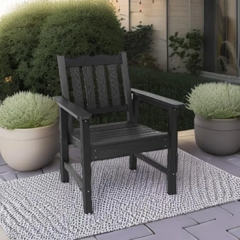 

All-Weather Outdoor Chairs, Patio Dining Chair with Curved Backrest, 400 lbs Support Patio Chair, Black