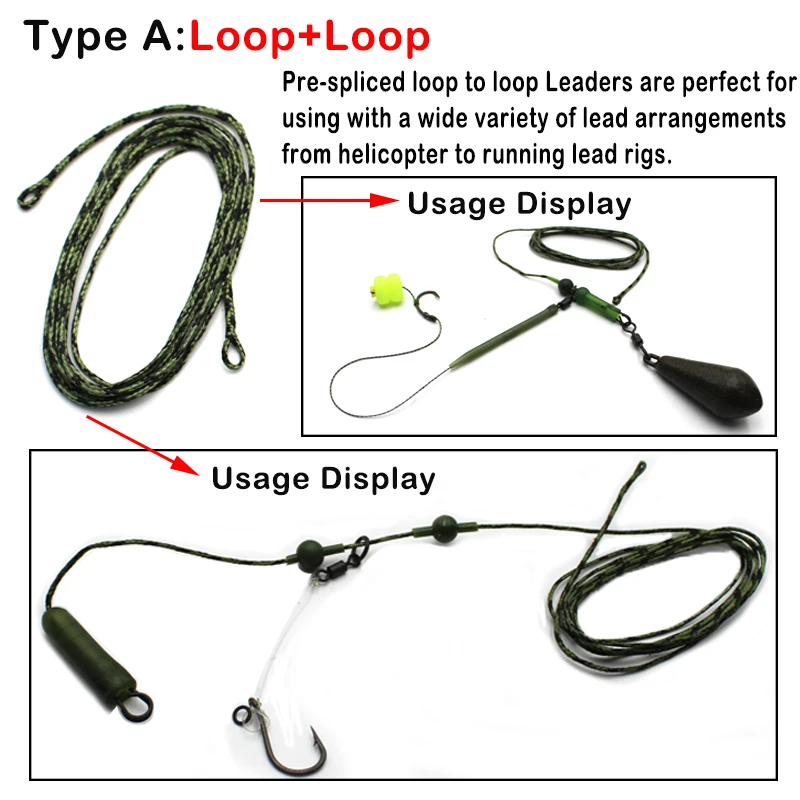 Carp Fishing Line Ready Tied Leadcore  Drop Off Lead Clip Multi Clip Quick Change Swivel for helicopeter Rig Accessories Tackle