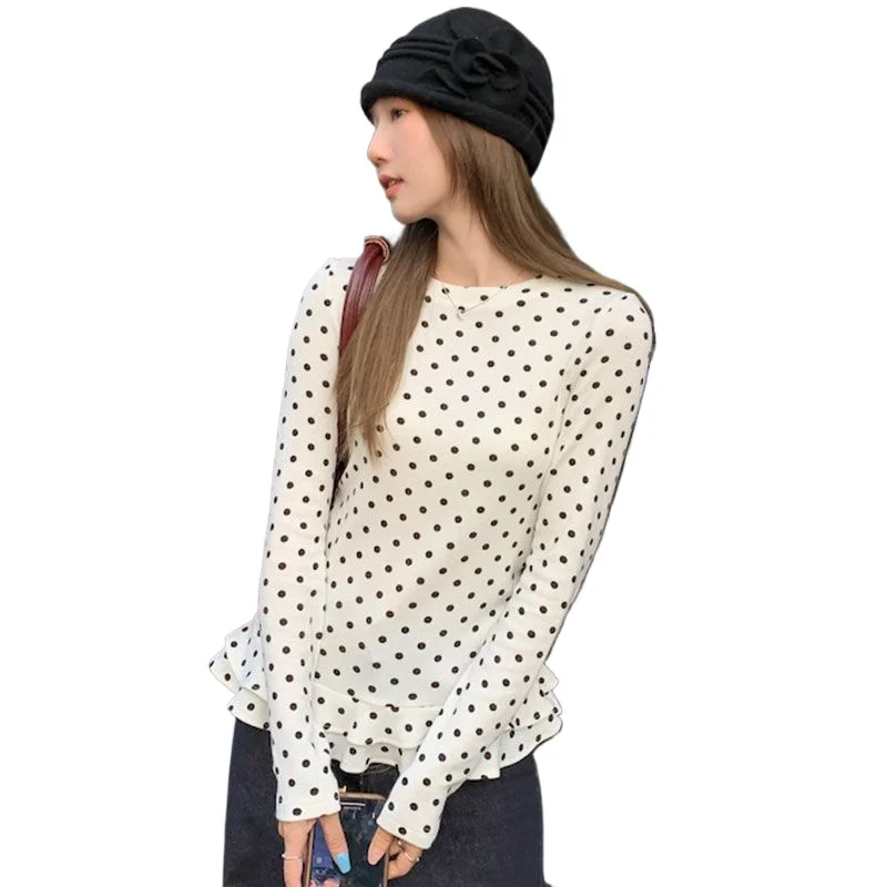 

Осень-зима, новая футболка с длинными рукавами Wave Point Pure Desire Hot Girl, женская тонкая и универсальная внутренняя дизайнерская базовая рубашка, топ