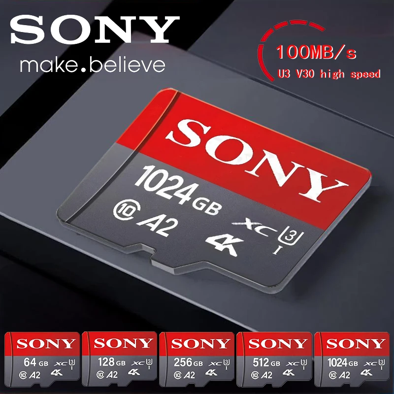 -SONY Ultra A1 Micro SD Card 1TB 128GB 256GB 512GBClass 10 Flash TF Card Memory Card Memoria Disk for Samrtphone + SD Adapter