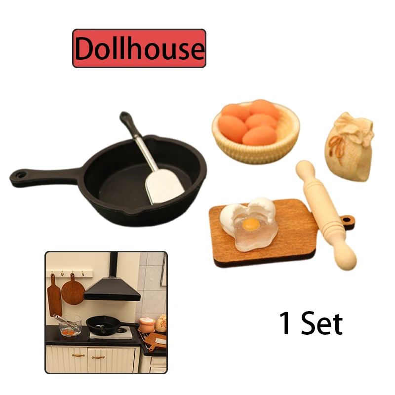1/12 Dollhouse Miniature Kitchenware Kit Model Doll Kitchen Baking Supplies Decor Toy Micro Scene Construction Props