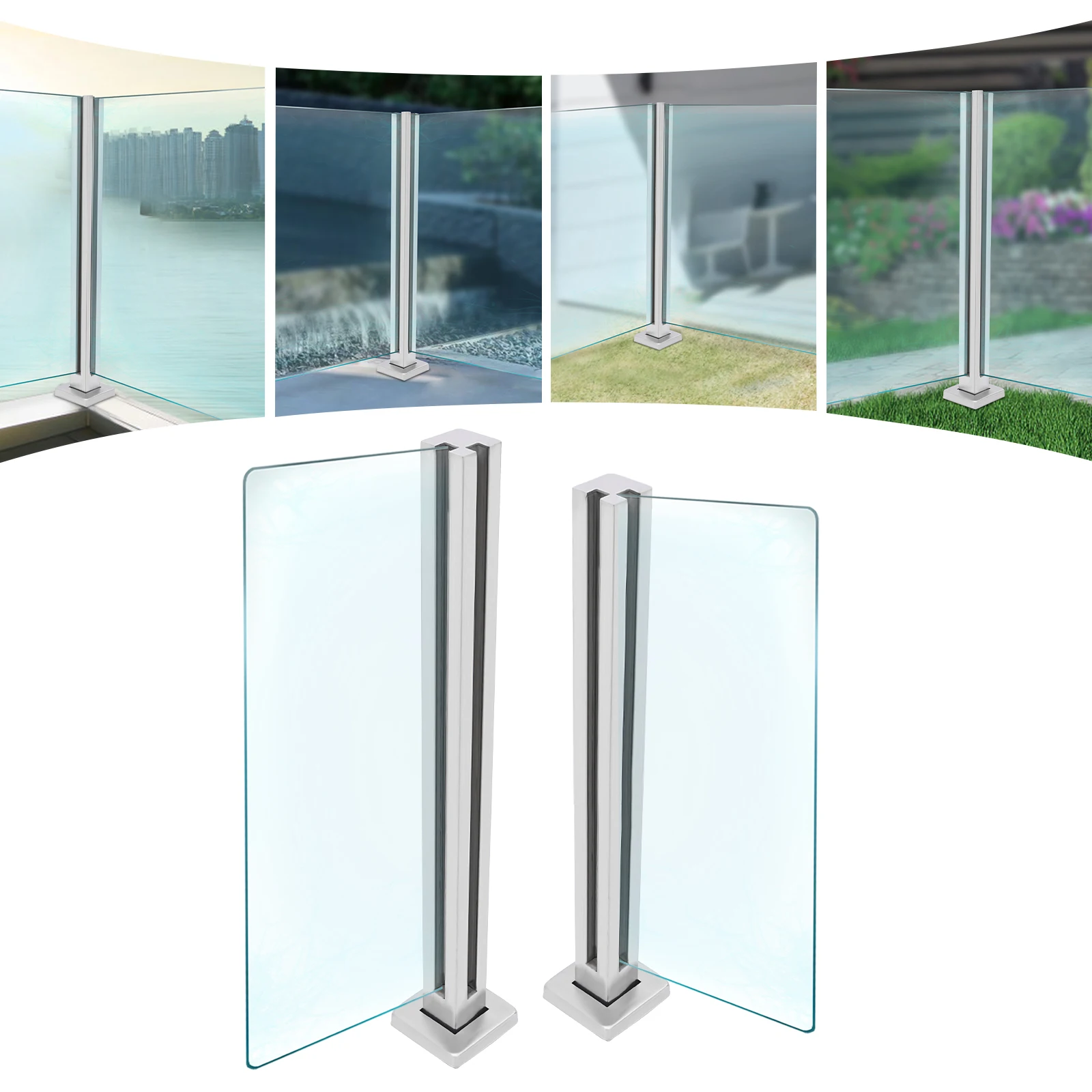 304 Stainless Steel 25.6-inch Glass Railing Column High Load-bearing Corner Column Glass Vertical Frame
