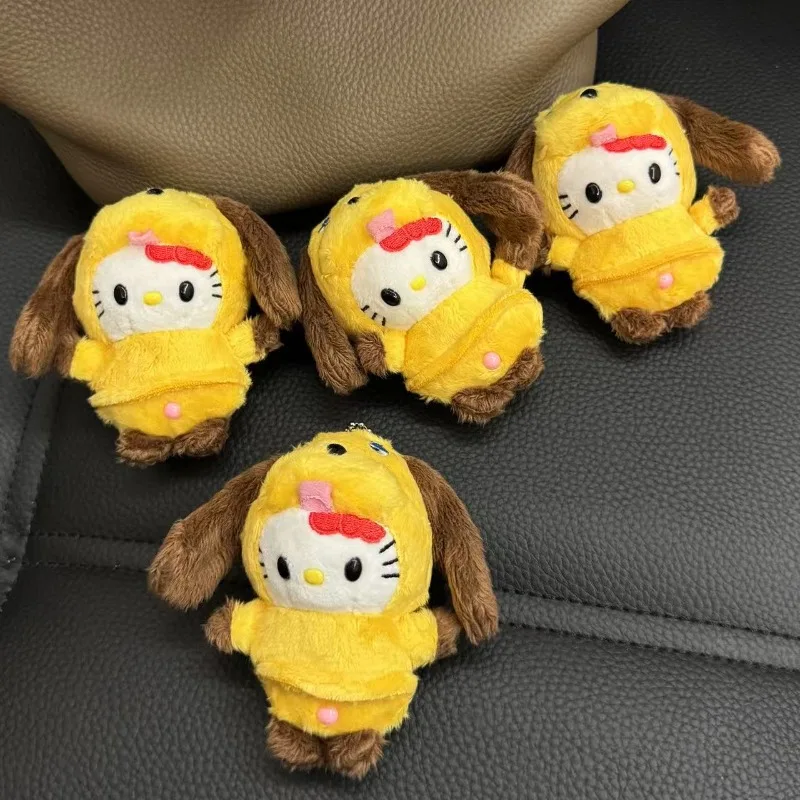 

Kawaii Drag Little Yellow Dog Hellokittys Girl Y2k Bag Pendant Cartoon Toy Plush Doll DIY Car Keychain Decoration Birthday Gift