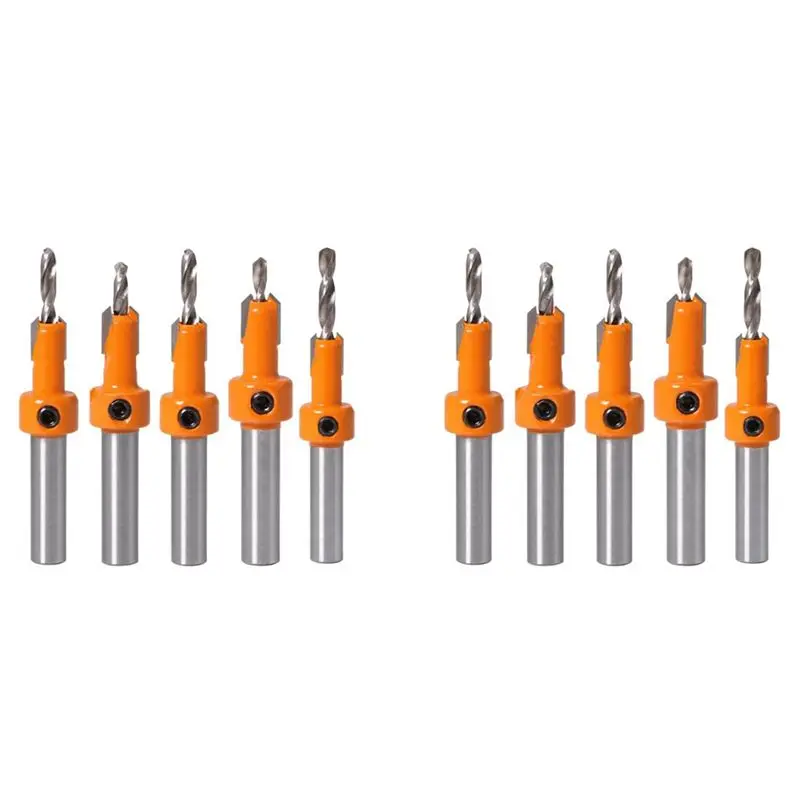 

10Pcs Wood Hole Drill Bit,8MM Shank Countersink Drill Bit Router Bit,Wood Working Counter Sink Drill Bit Set-AT36