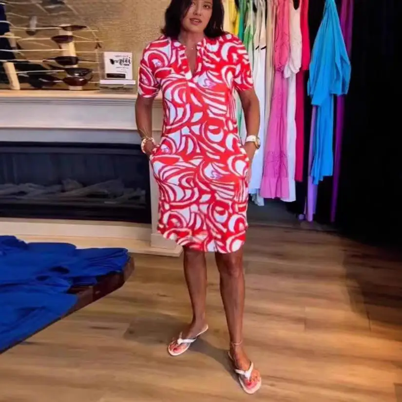 T-shirt imprimé ort Sve pour femmes, jupe trapèze décontractée, Design en tissu Polyester, taille ample, vêtements d'été 2024