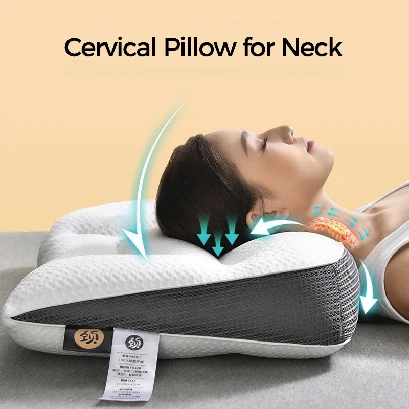 Ergonomic Cervical Pillow for Neck Pain Relief Orthopedic Bed Pillow Breathable Mesh Contour Pillow for Side Back Sleepers 1 Pcs