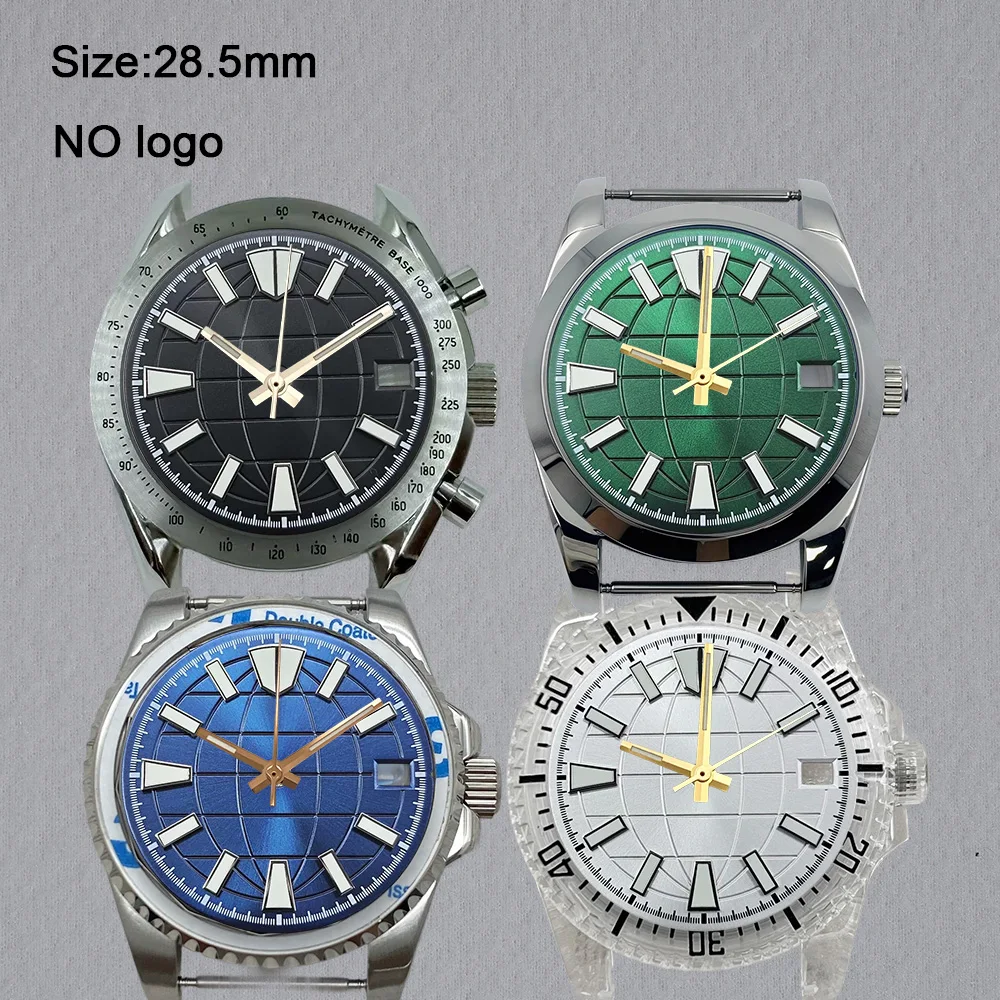 28.5mm No Logo Blank Dial For NH35 Movement Green Luminous Custom Logo Watch Dials Hands Accessories Repair Tools