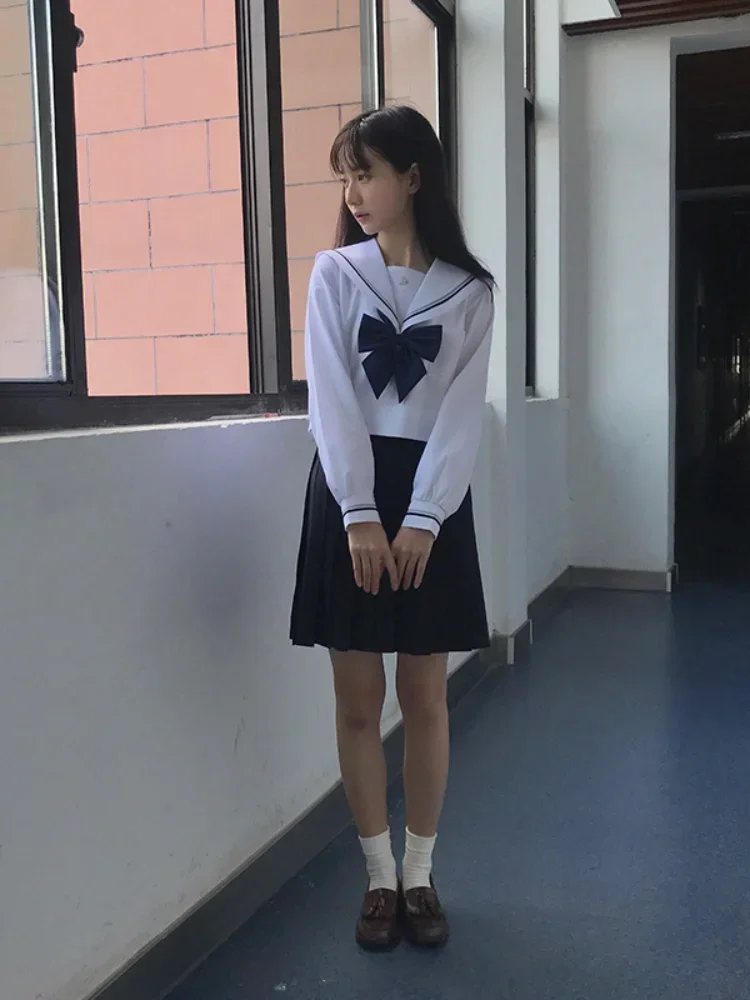 Uniformi scolastiche coreane giapponesi Ragazze JK Uniforme Manica lunga/corta Abito da marinaio Costumi cosplay di marinaio della scuola superiore