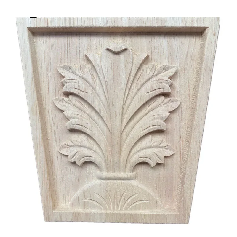 8-15cm European Carved Unpainted Retro Mouldings Wood Applique Wood Decal Long Oval Rubber Home Furniture Walls Home Decore