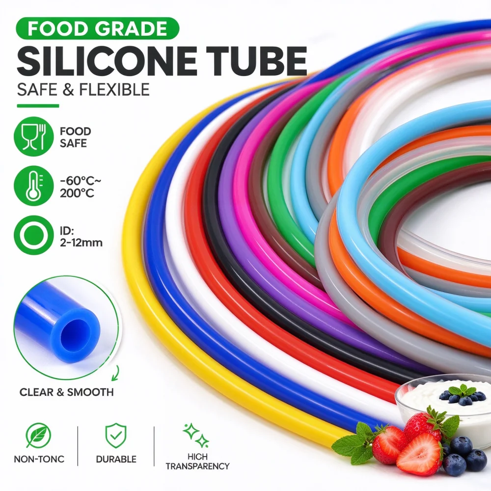 Colorful Food Grade Silicone Tube ID 2/3/5/6/8/10/12/mm Heat Resistant Flexible Odorless Anti-Ageing Drink Water Silicone Hose
