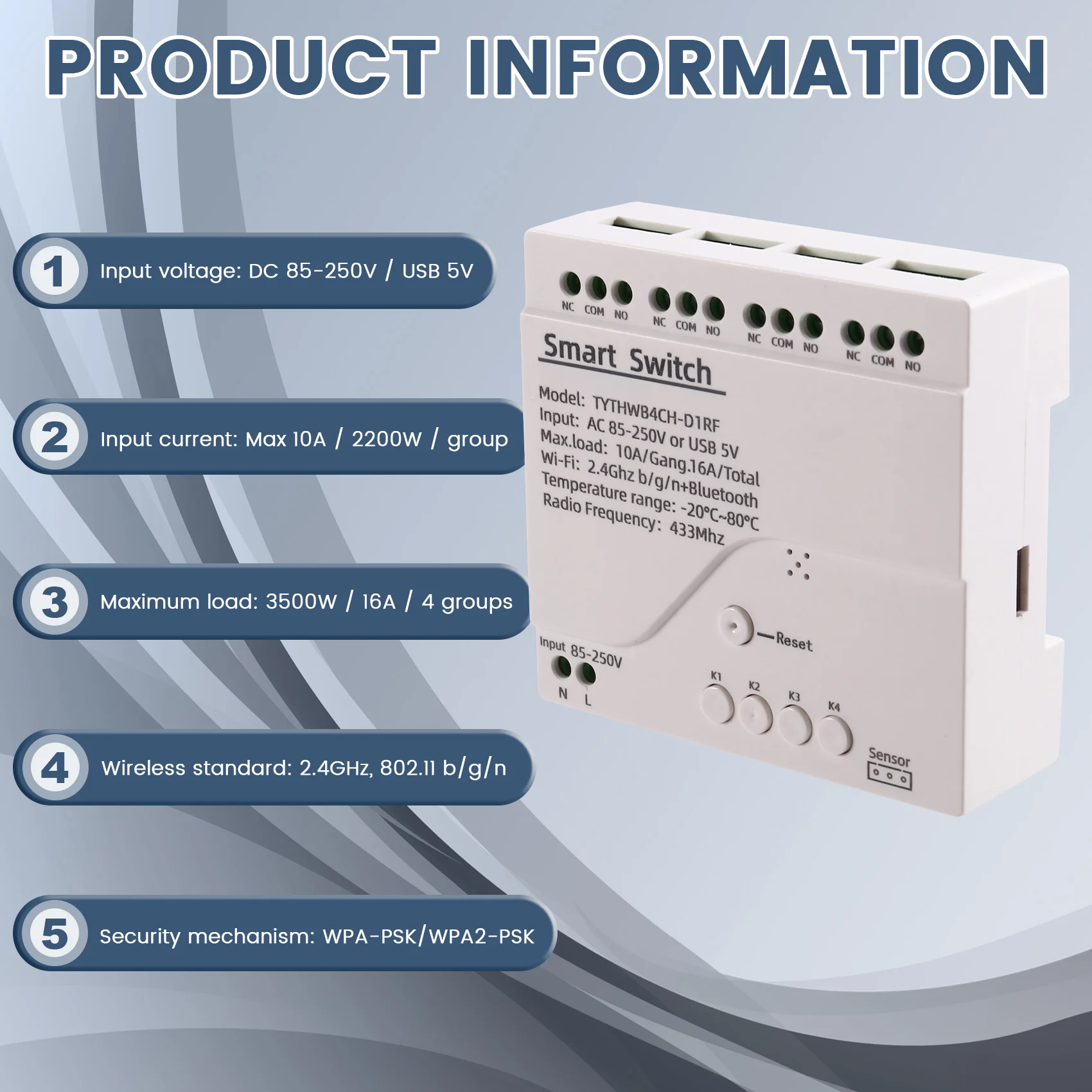 APPLIA-Tuya Wifi Smart Switch Temperature Humidity Sensor Monitor AC 85-250V Wireless Smart Switch For Alexa Google Home