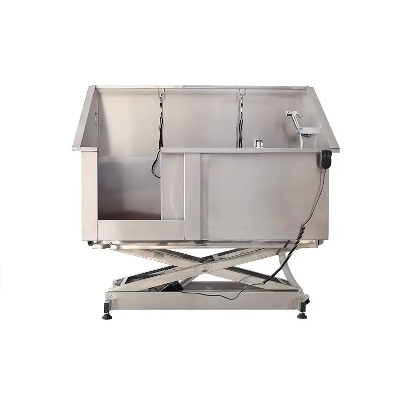 Stainless Steel Electric Lift Pet Bathtub With Drain Valve For Dog & Cat Bathing Cleaning For Pet Supplies