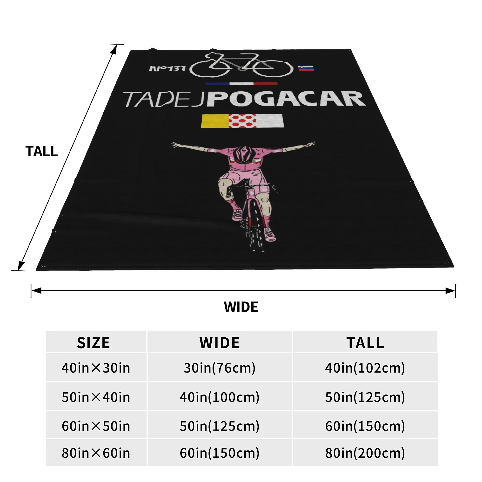 Tadej Pogacar coperta da ciclismo taglie Multiple coperte da motociclista per biciclette comode e leggere per divano e letto