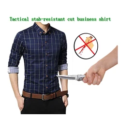 Selbstverteidigung Taktik Business Stab-beständig Anti-cut männer Shirts Invisible Soft Ist EINE Mode Plaid Sicherheit schutz Kleidung