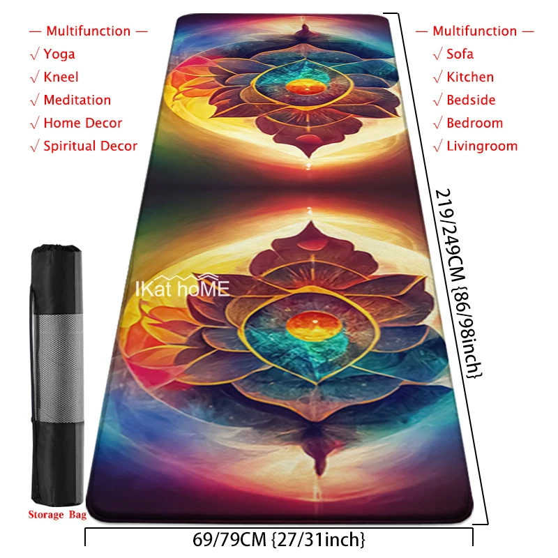 Reiki Radiance Lotus Yoga Meditation Mat Spiritual Carpet Chakra Healing Rug Pagan Astrology Crystal Pad Bedroom Home Decoration