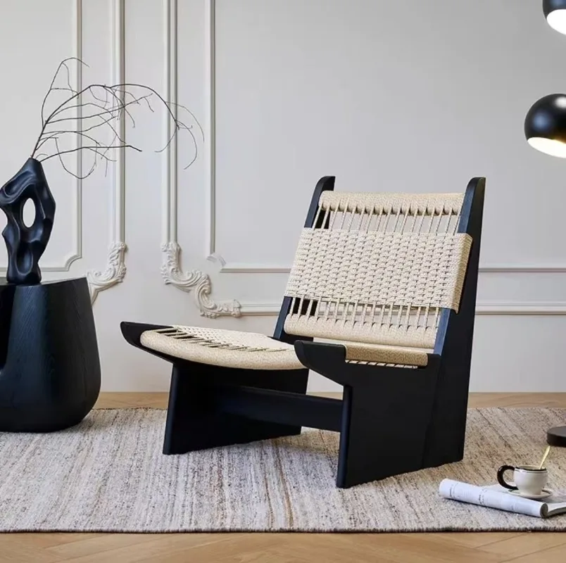 Solid wood single sofa chair minimalist Italian light luxury modern living room balcony bedroom designer leisure chair