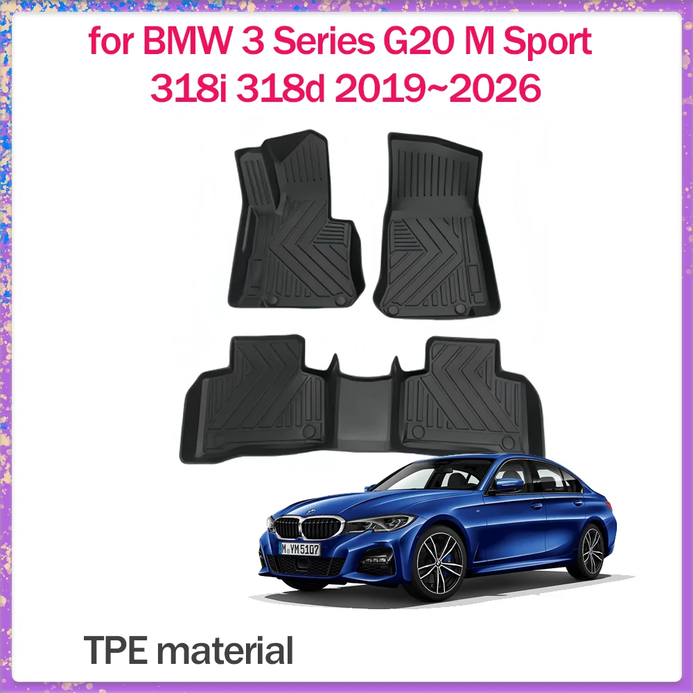 

Car Floor Mat for BMW 3 Series G20 M Sport 318i 318d 2019~2026 TPE Foot Interior Liner Waterproof Pad Carpet Custom Accessories