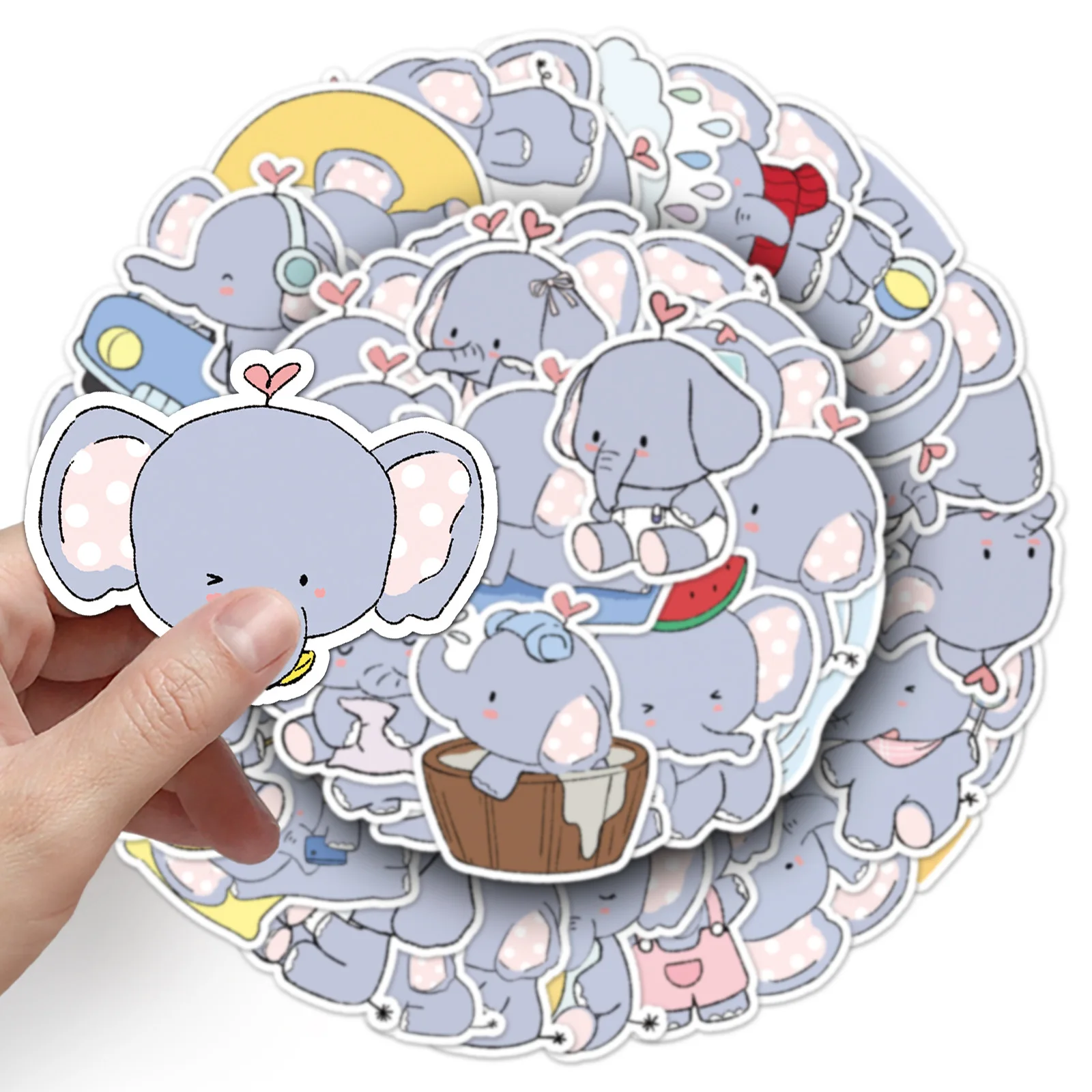 

10/30/50PCS Cartoon Animal Small Elephant Sticker Cute Decorative Notebook Scooter Water Cup Waterproof Decal Children's Toys
